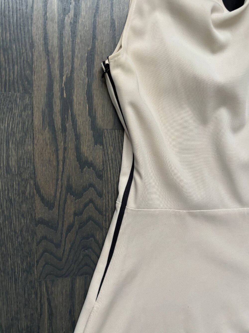Black & Cream Satin/silk Halter Mini Dress XS/S - Picture 7 of 8